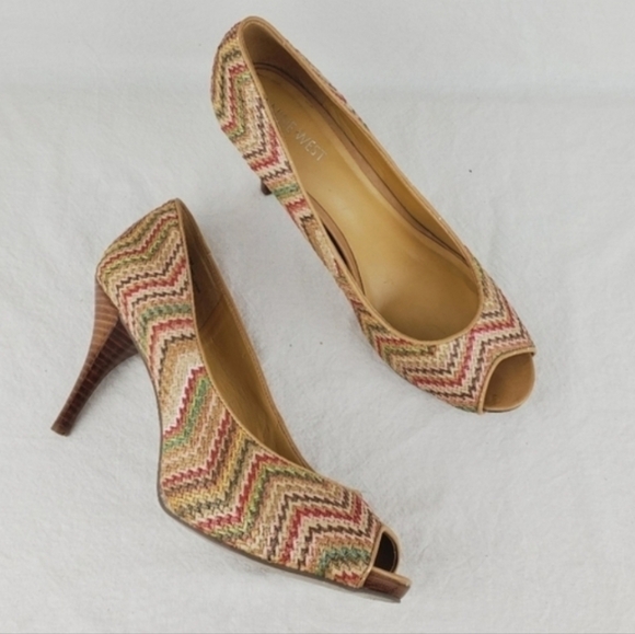 Nine west kendraho woven peep toe platform heels - Picture 4 of 11